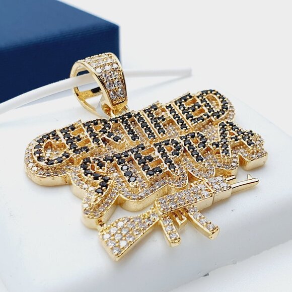 14K Gold Plated Cubic Zircon Pendant, EVBRS541 - Picture 10 of 11